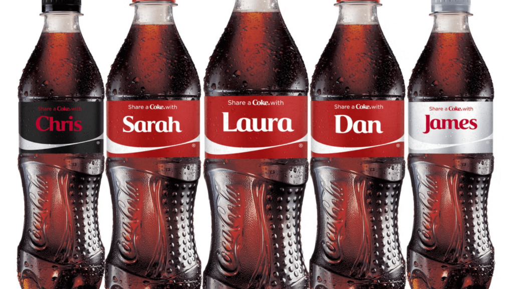 Coca-cola bottles with different names - share a coke