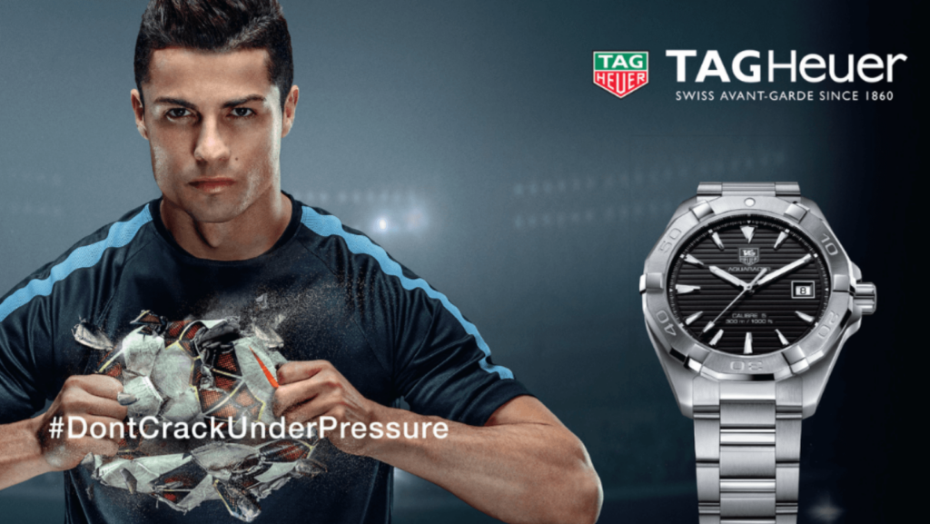 Cristiano Ronaldo representing Tag Heuer