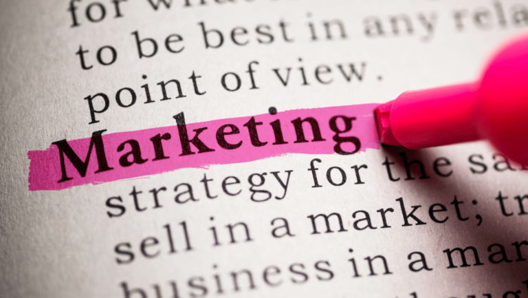 Book with the word marketing highlighted